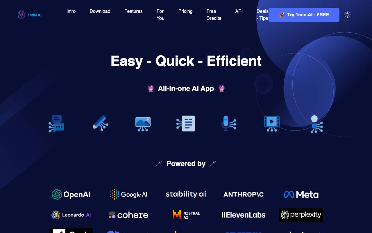 1min.AI website preview