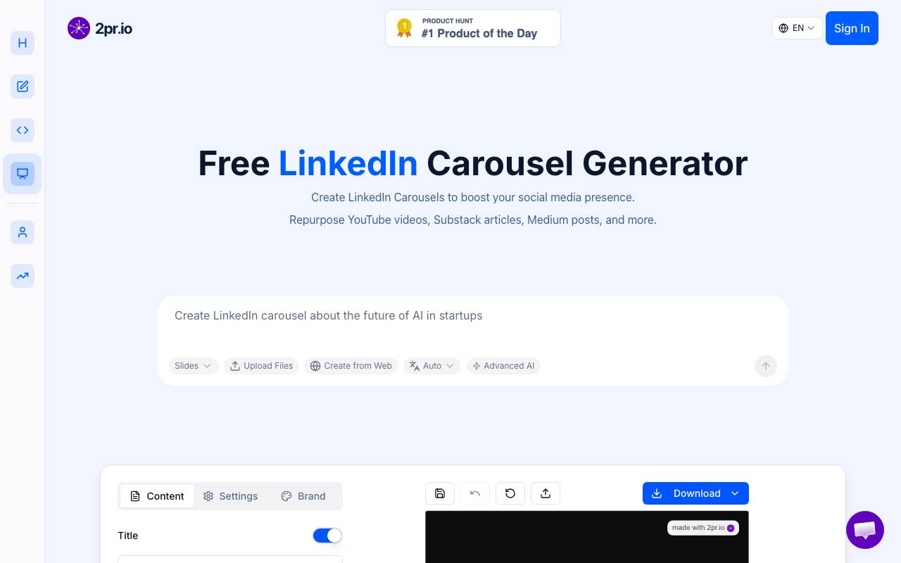 2pr Carousel website preview