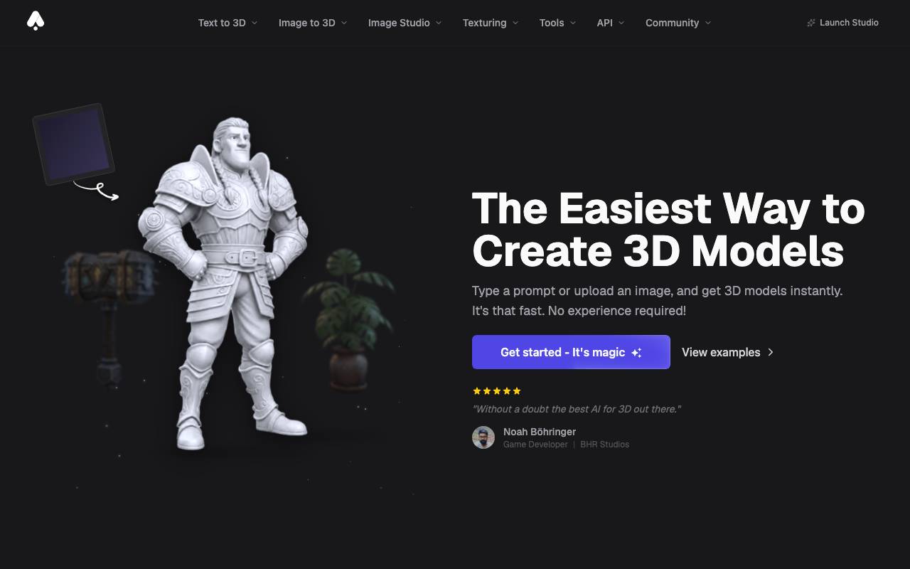 3D AI Studio website preview