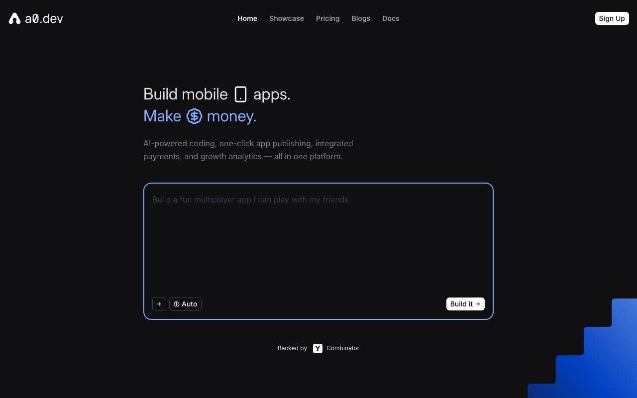 a0.dev website preview