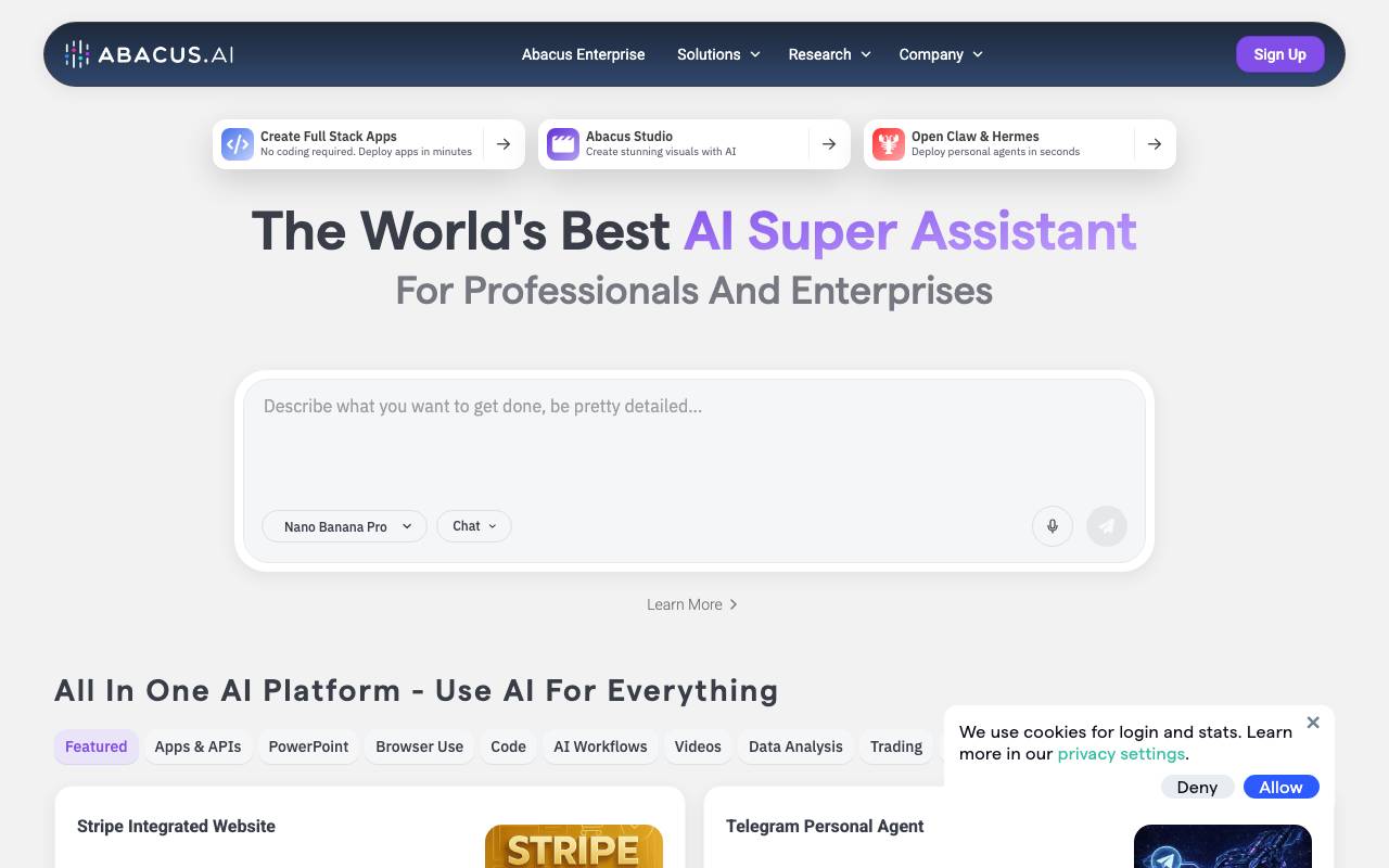 Abacus AI website preview