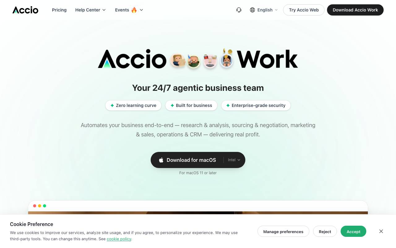 Accio website preview