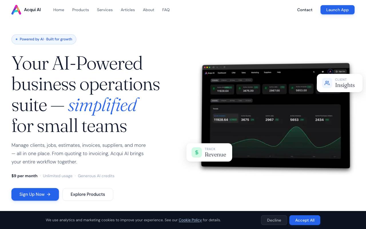 Acqui AI website preview
