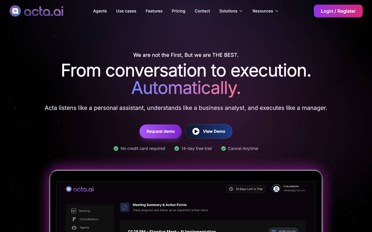 Acta Agent website preview