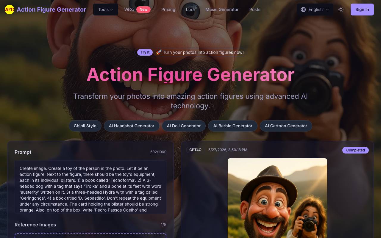 Action Figure website preview