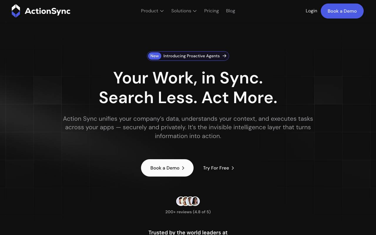 Action Sync website preview