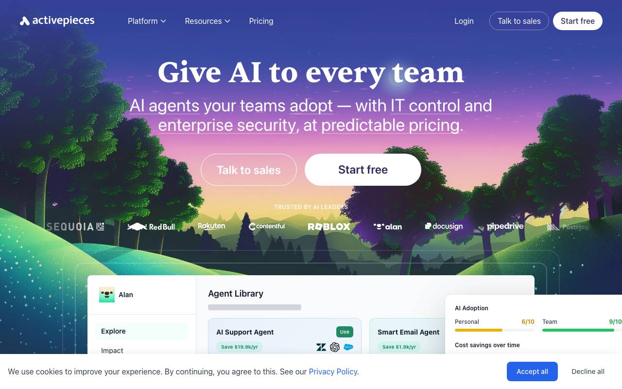 Activepieces Agents website preview