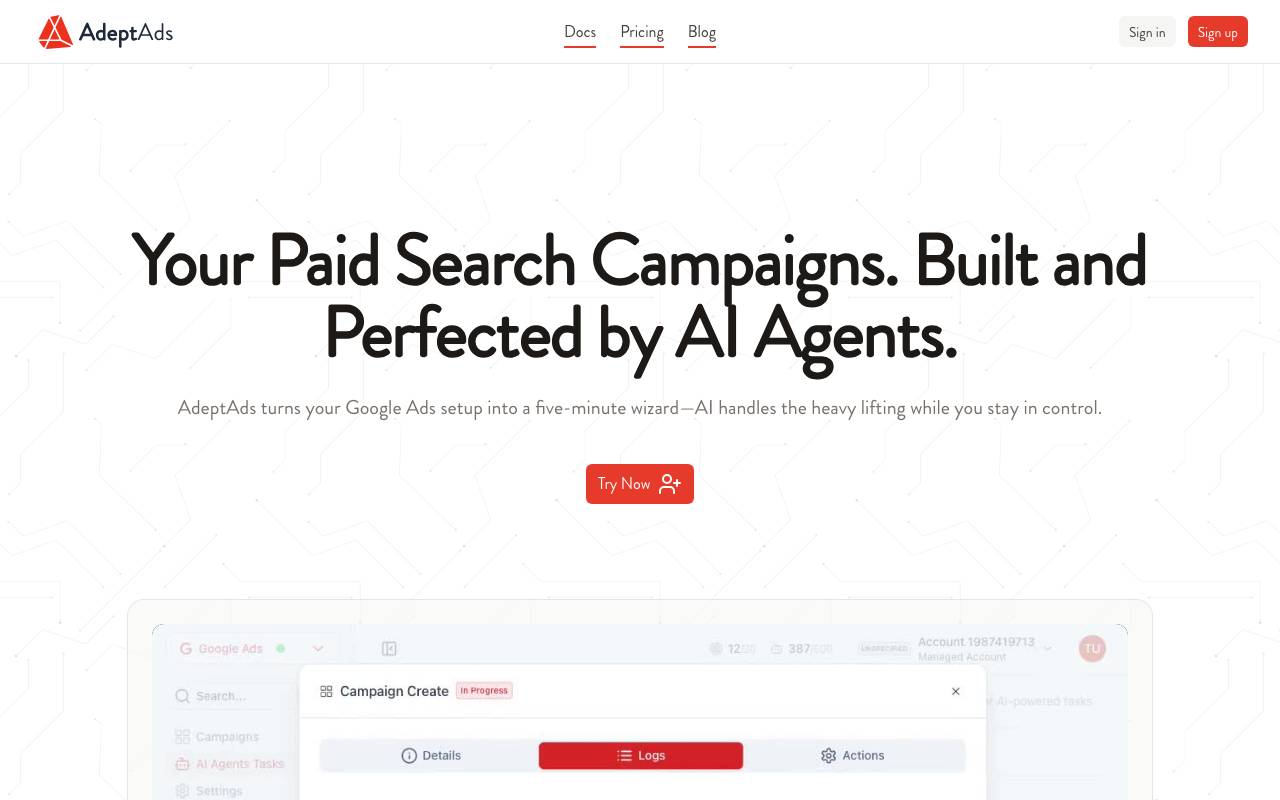 AdeptAds website preview