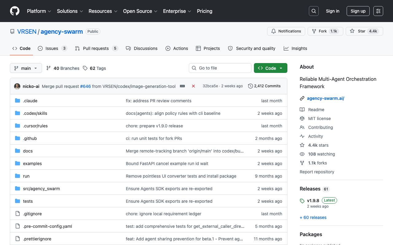 Agency Swarm website preview