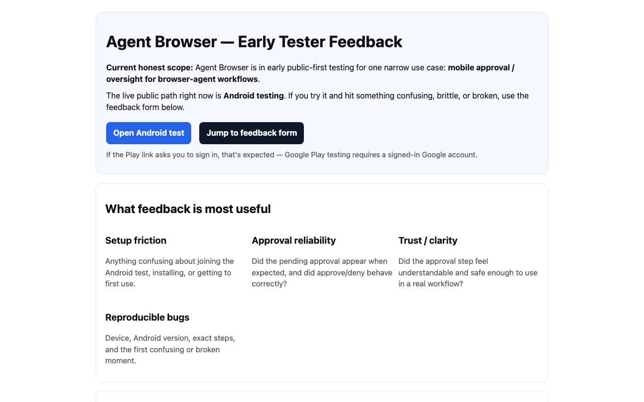 Agent Browser website preview