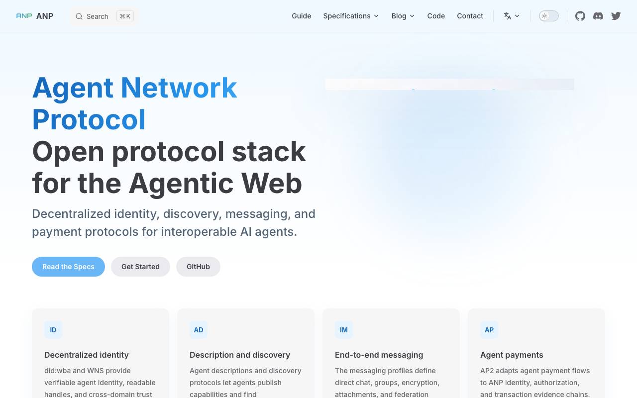 Agent Network Protocol website preview