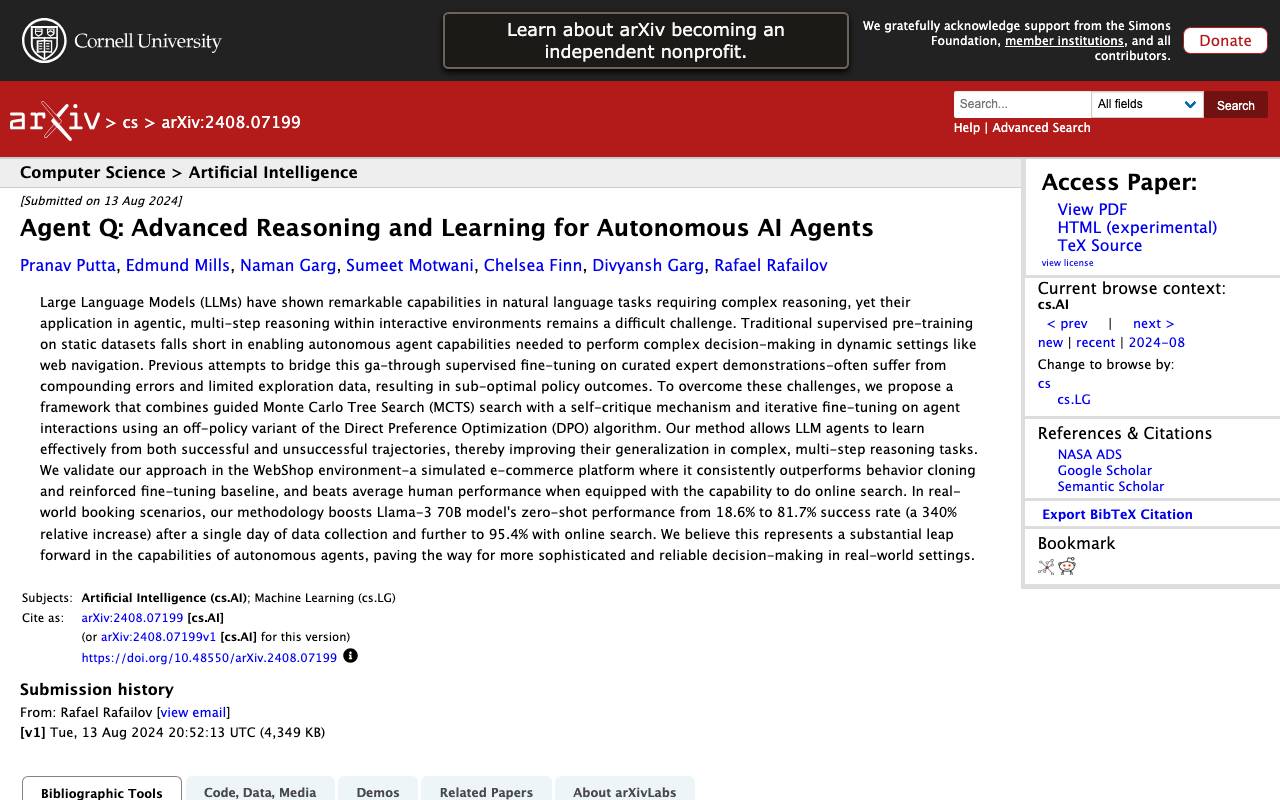 Agent Q website preview