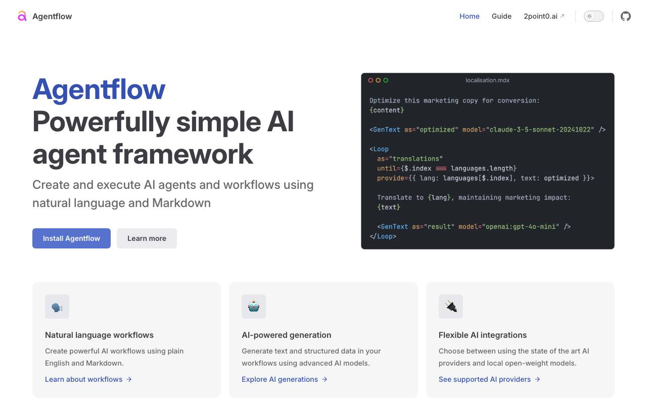 Agentflow website preview