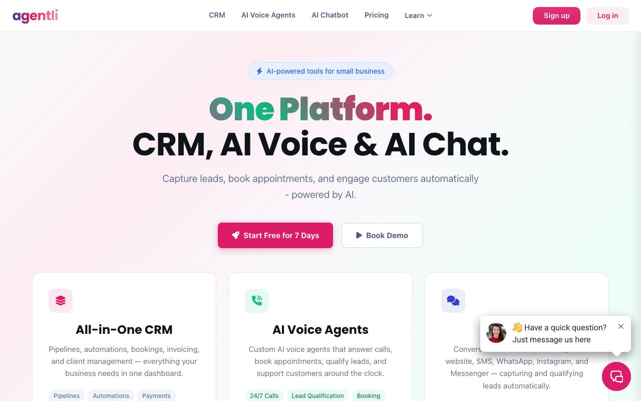 Agentli website preview
