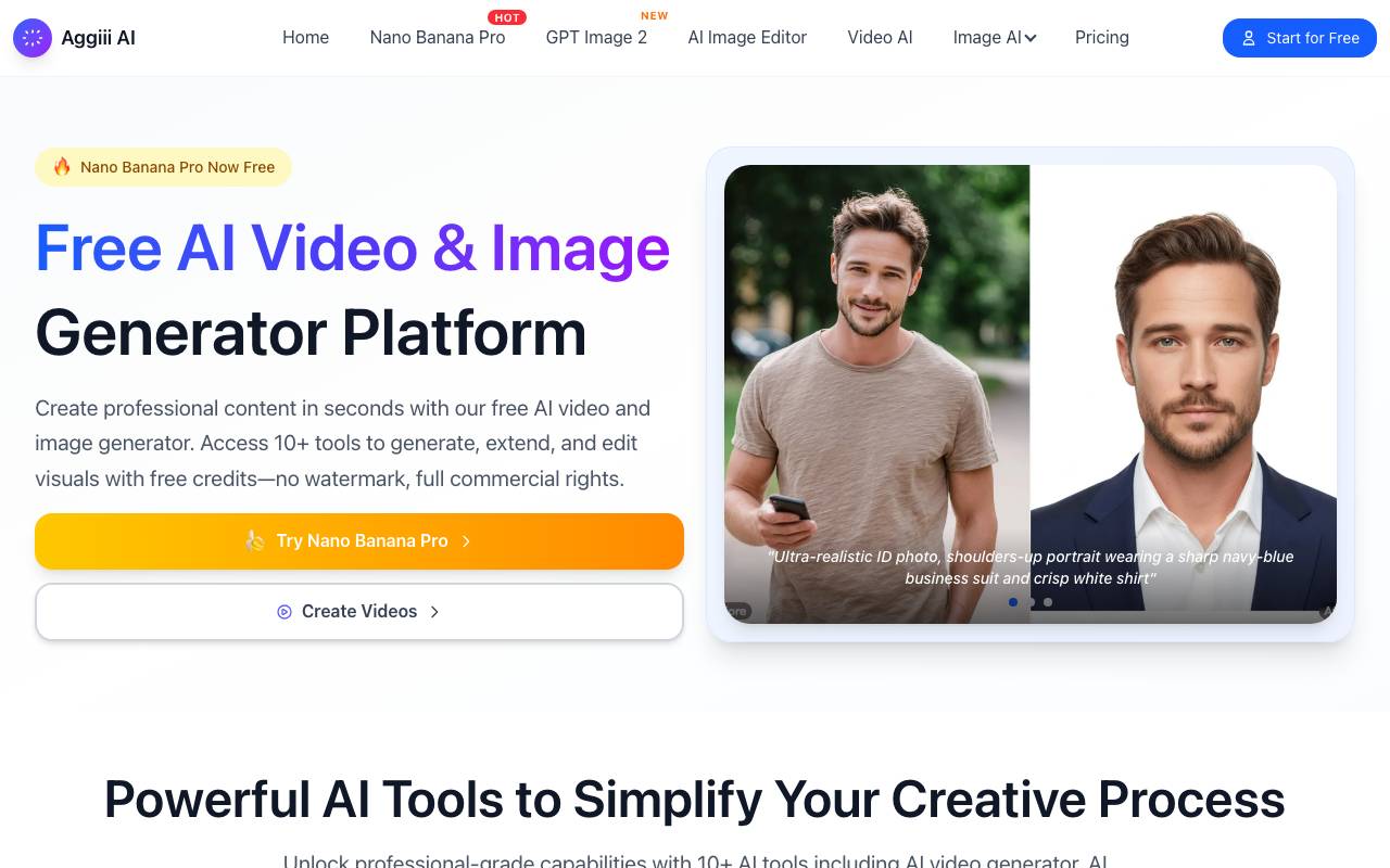 Aggiii AI-Professional AI Platform website preview