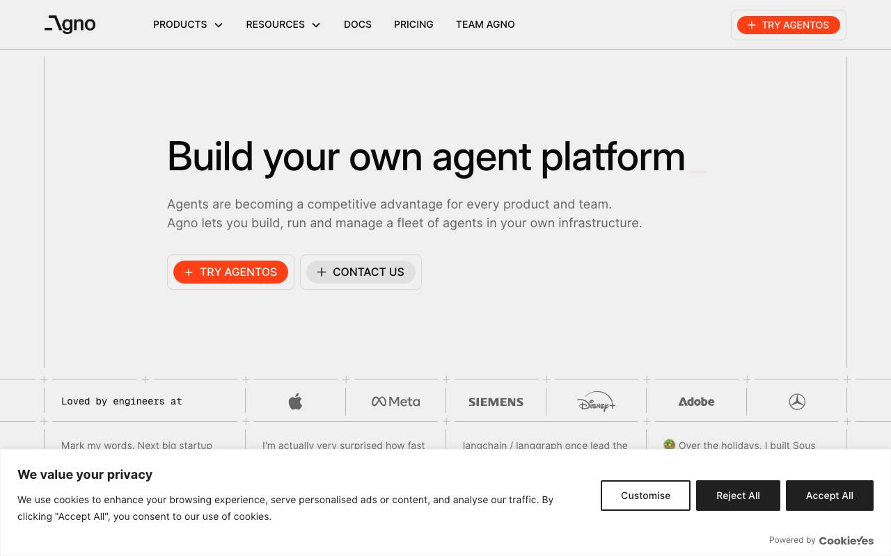 Agno website preview
