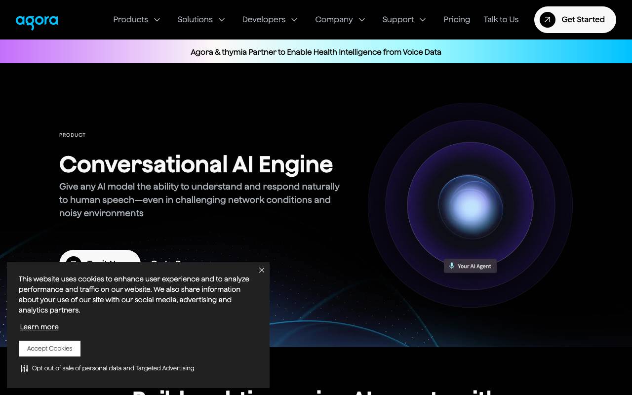 Agora Conversational AI Engine website preview