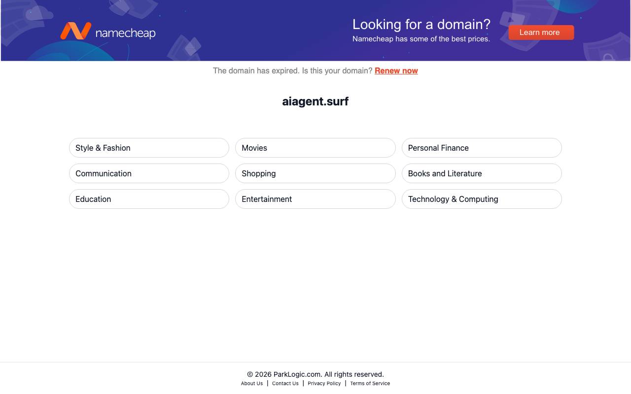 AI Agent Surf website preview