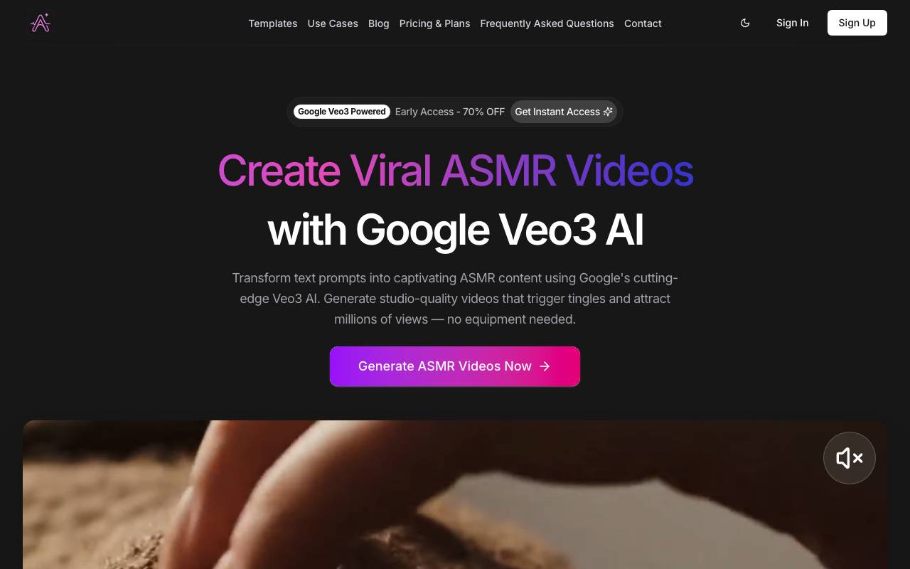 AI ASMR VIDEO website preview