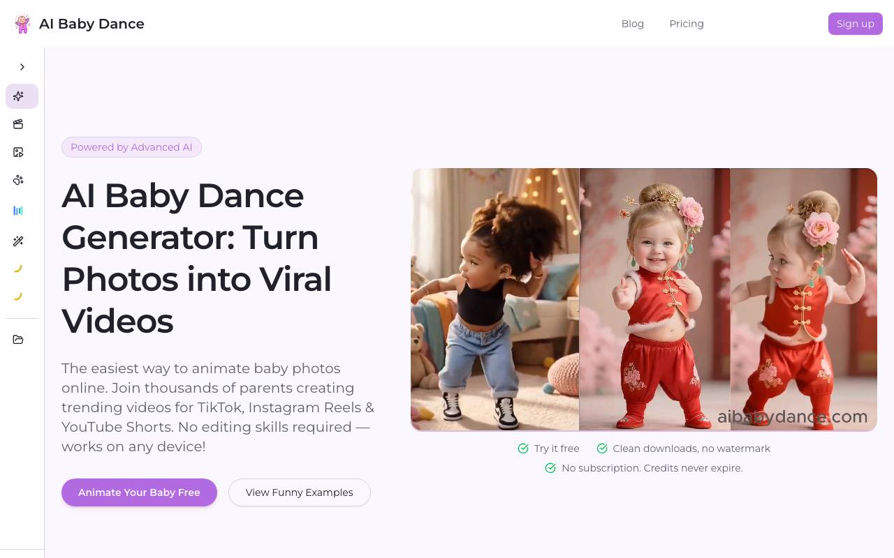 AI Baby Dance website preview