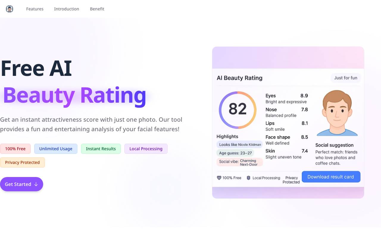 AI Beauty Rating website preview
