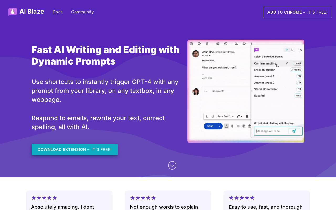 AI Blaze website preview