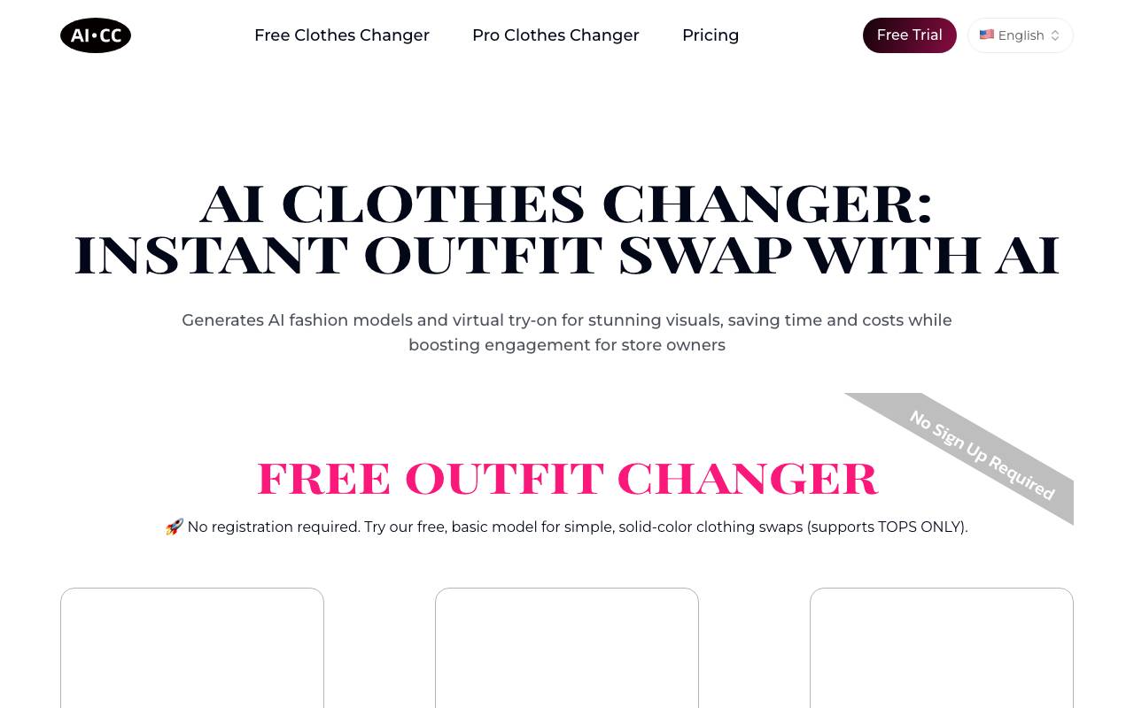 AI Clothes Changer website preview