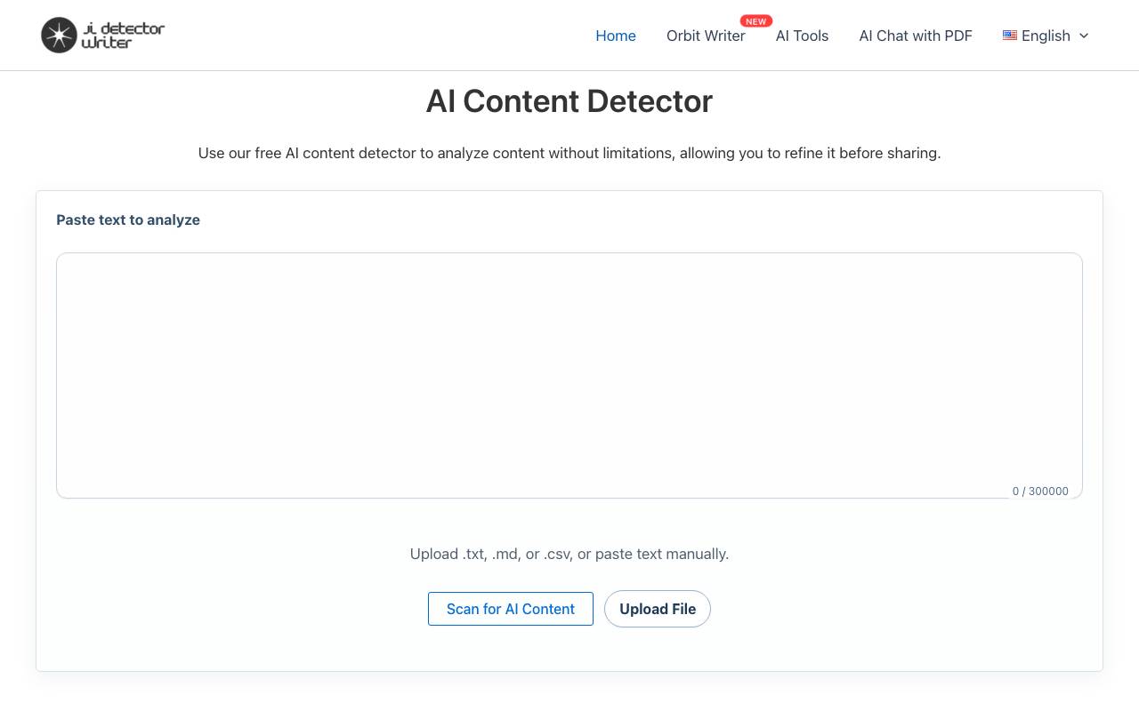 AI Detector Writer website preview