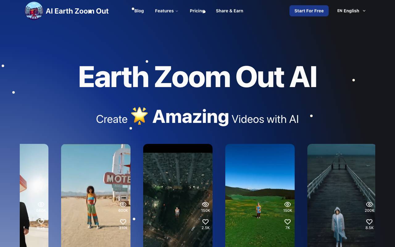 AI Earth Zoom Out website preview