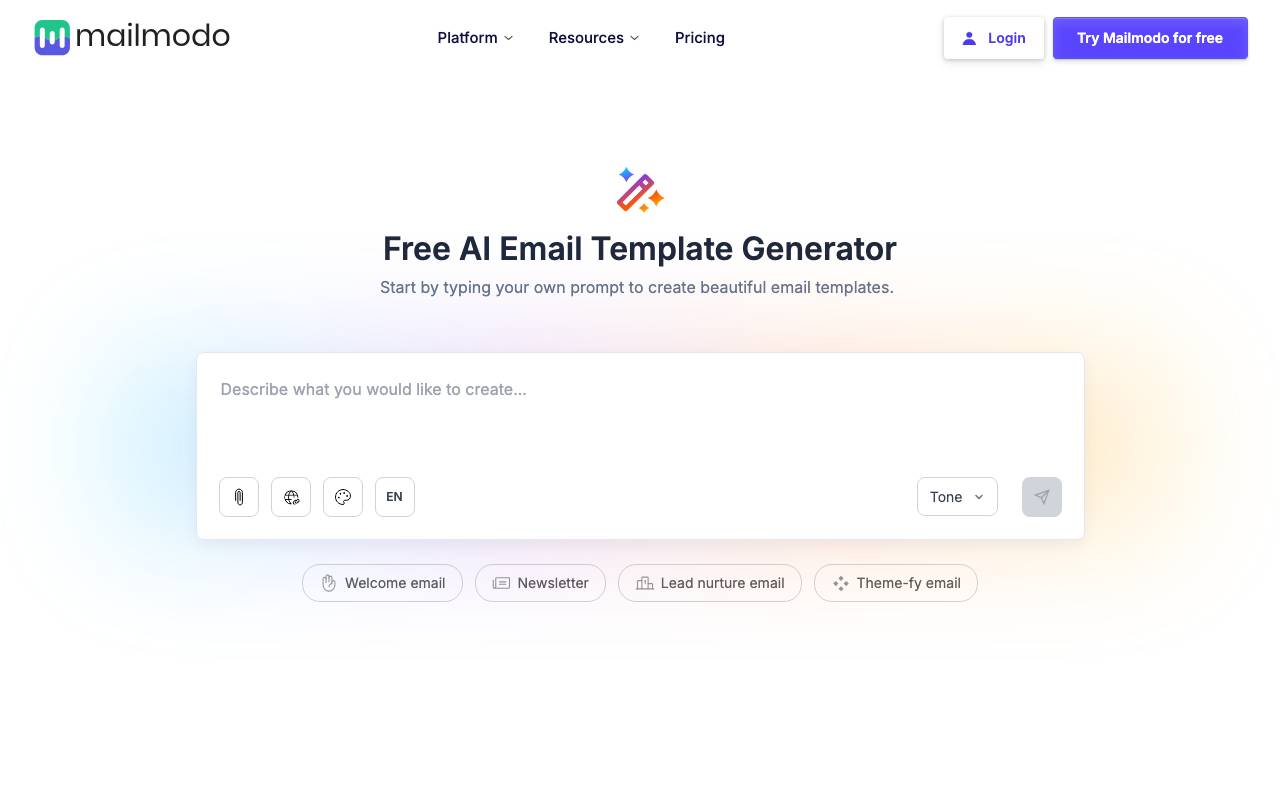 AI Email Template Generate website preview