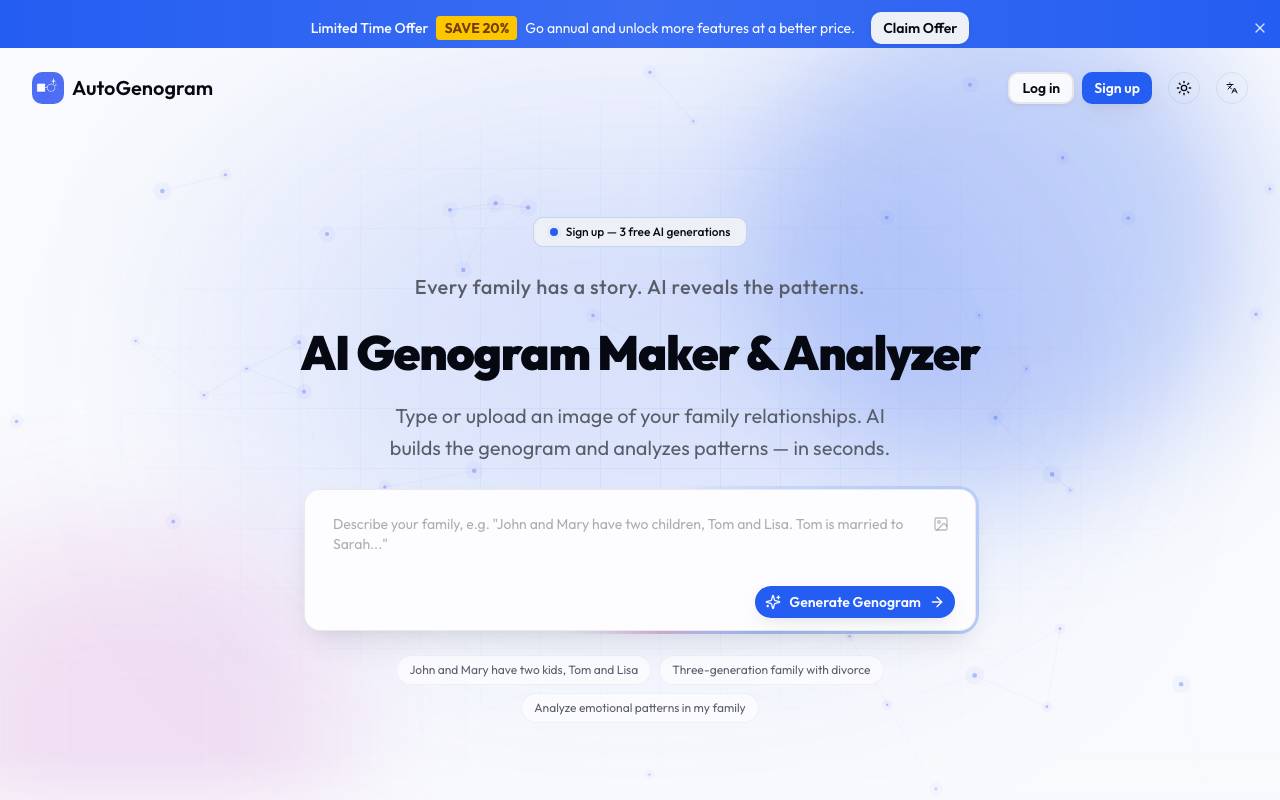 AI Genogram Maker website preview