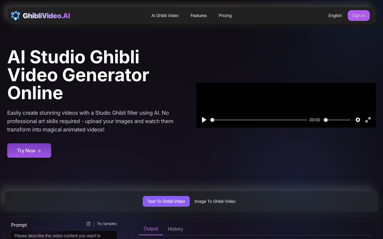 AI Ghibli Video website preview