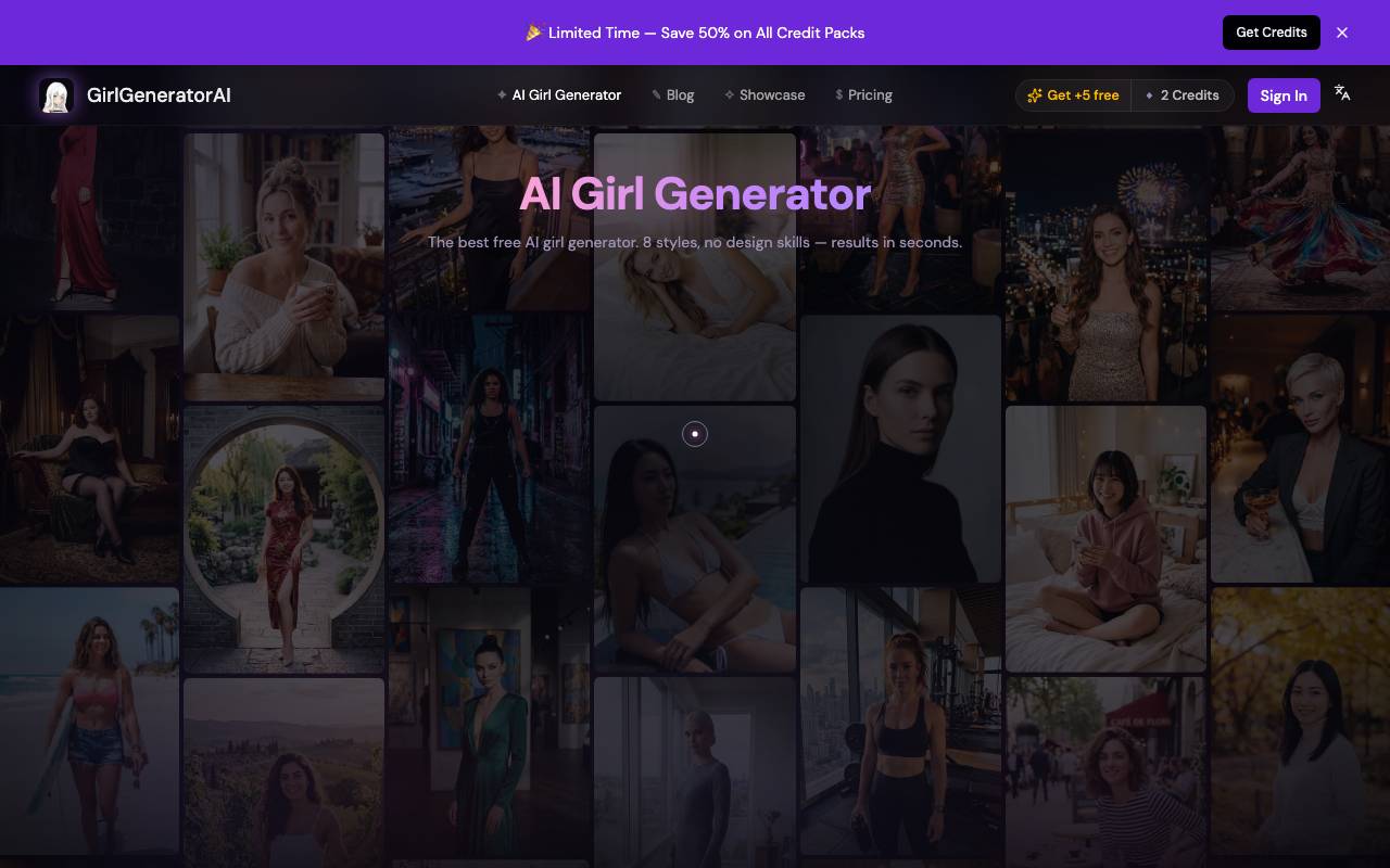 AI Girl Generator website preview