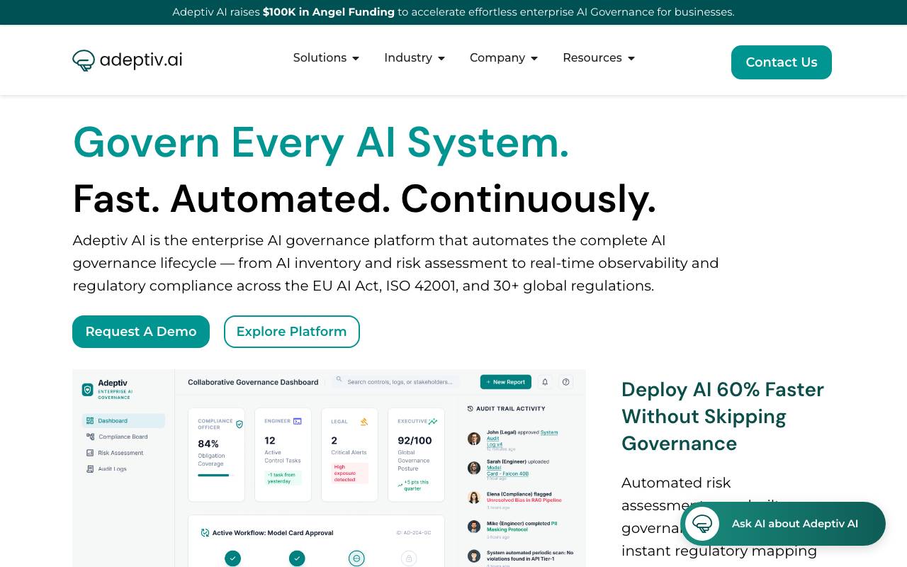 AI Governance Product website preview