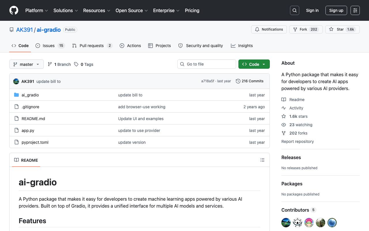 AI Gradio Browser website preview