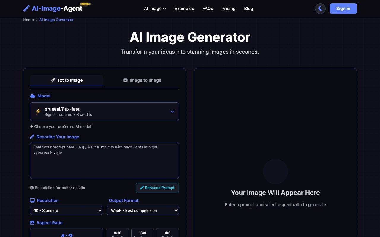 AI-Image-Agent website preview