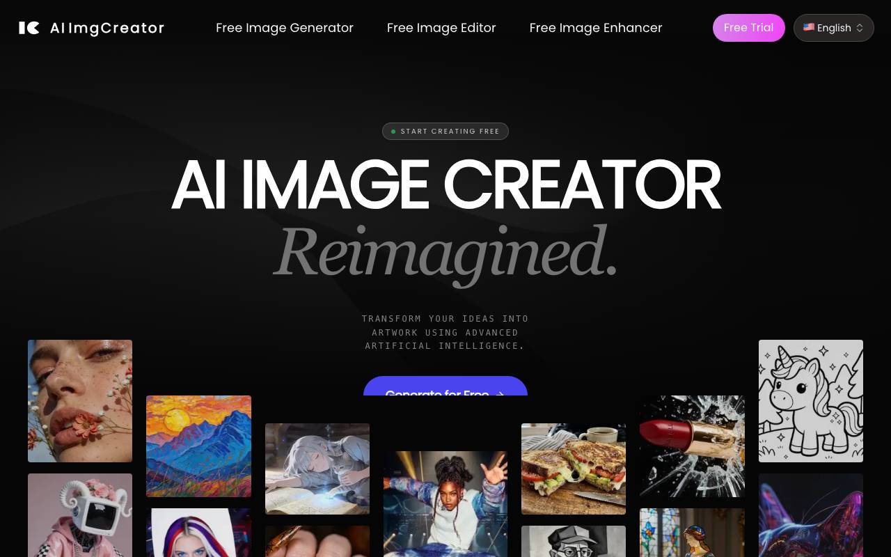 AI Image Creator website preview