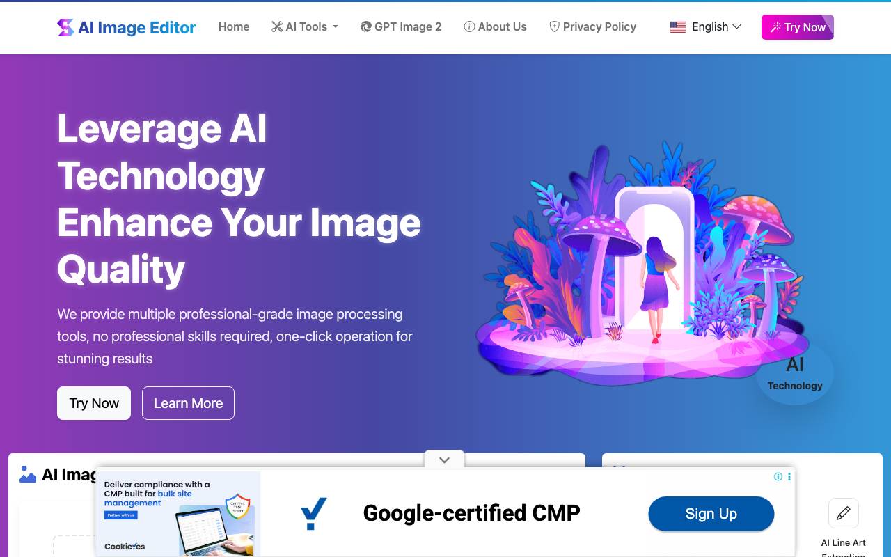 AI Image Editor website preview