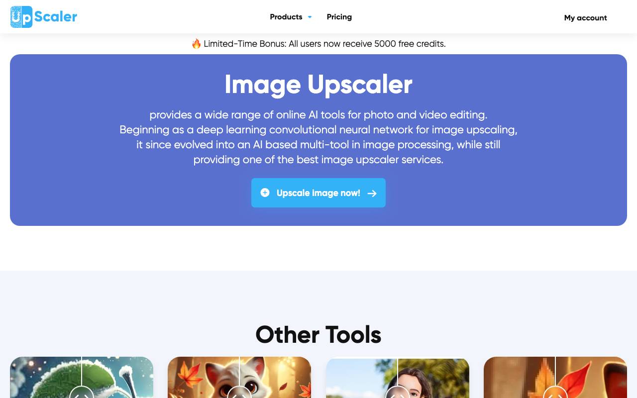 AI Image Upscaler website preview