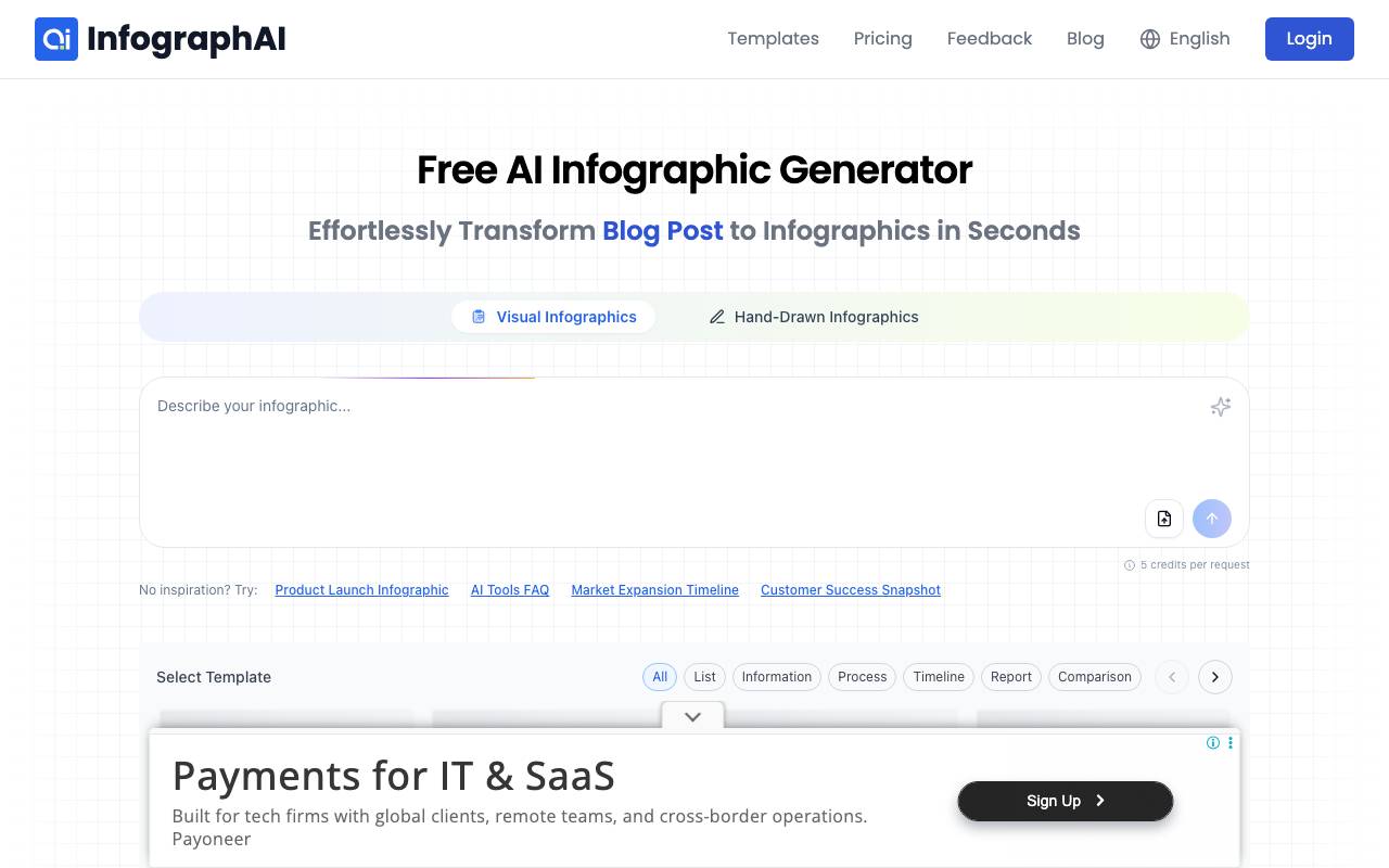 AI Infographic Generator website preview