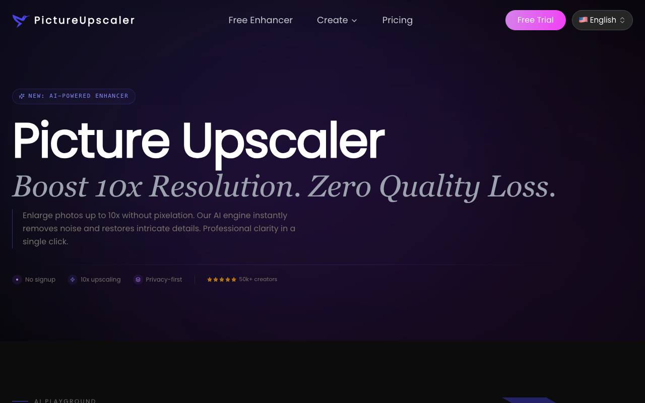 AI Photo Upscaler website preview