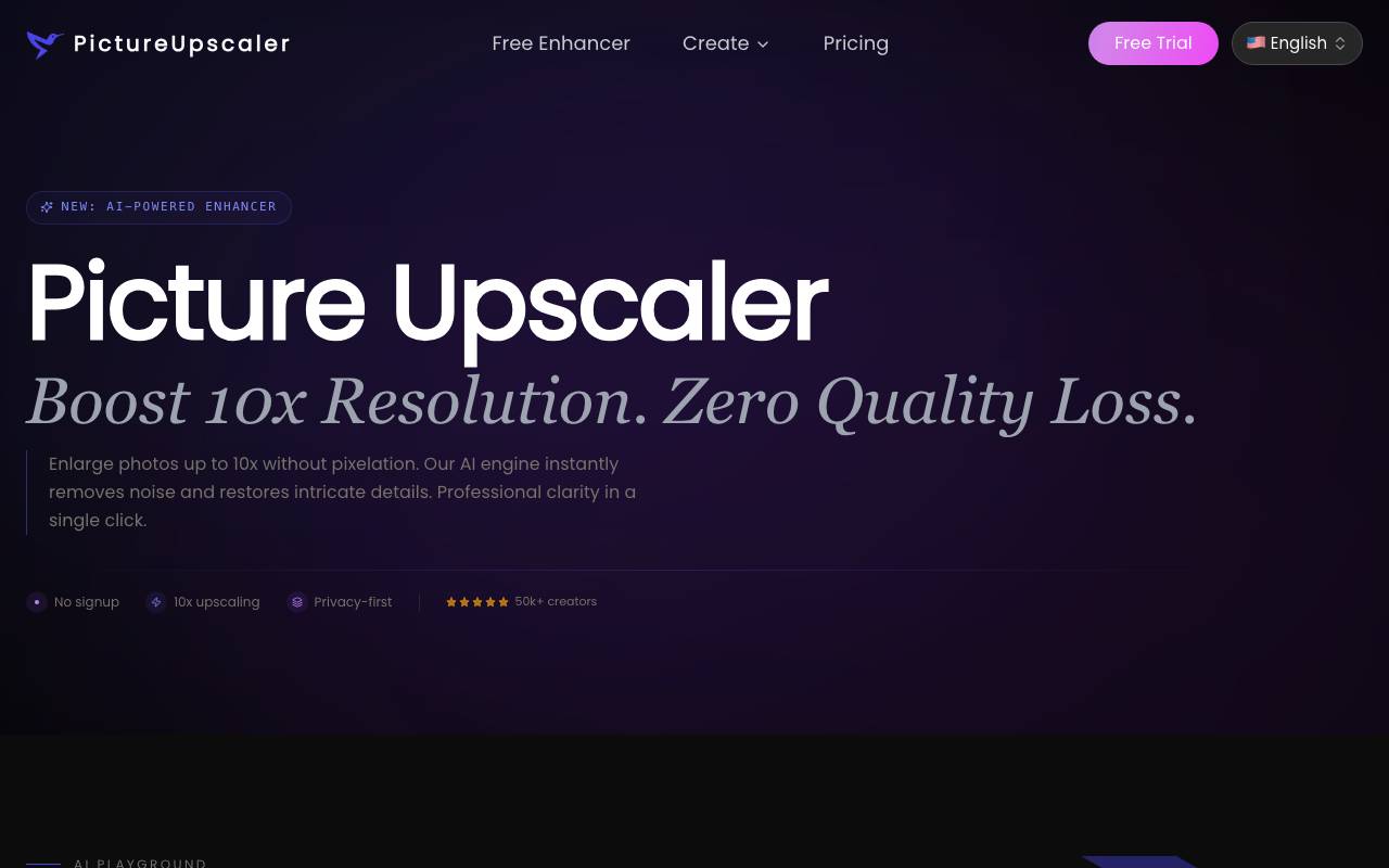 AI Picture Upscaler website preview