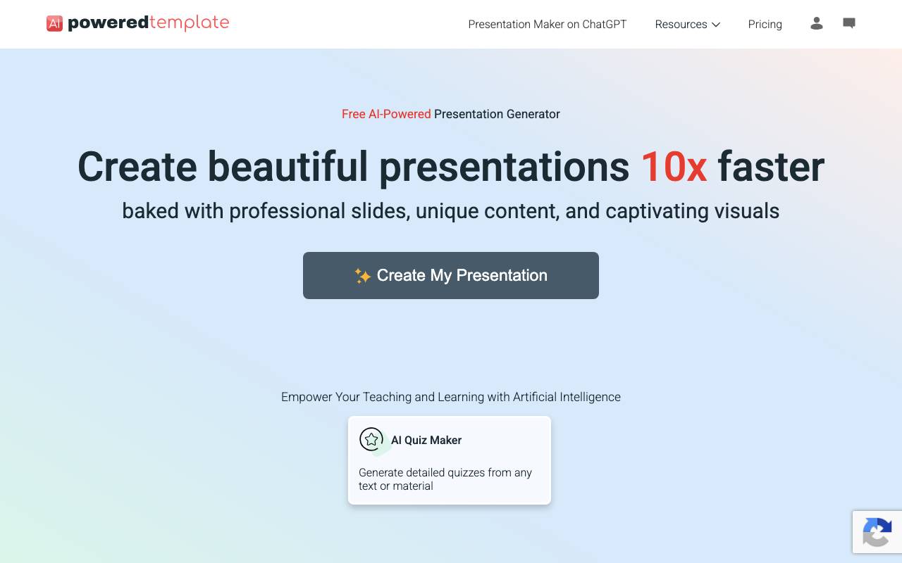AI Presentation Maker website preview