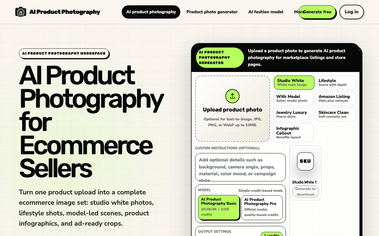 AI Product Photography website preview
