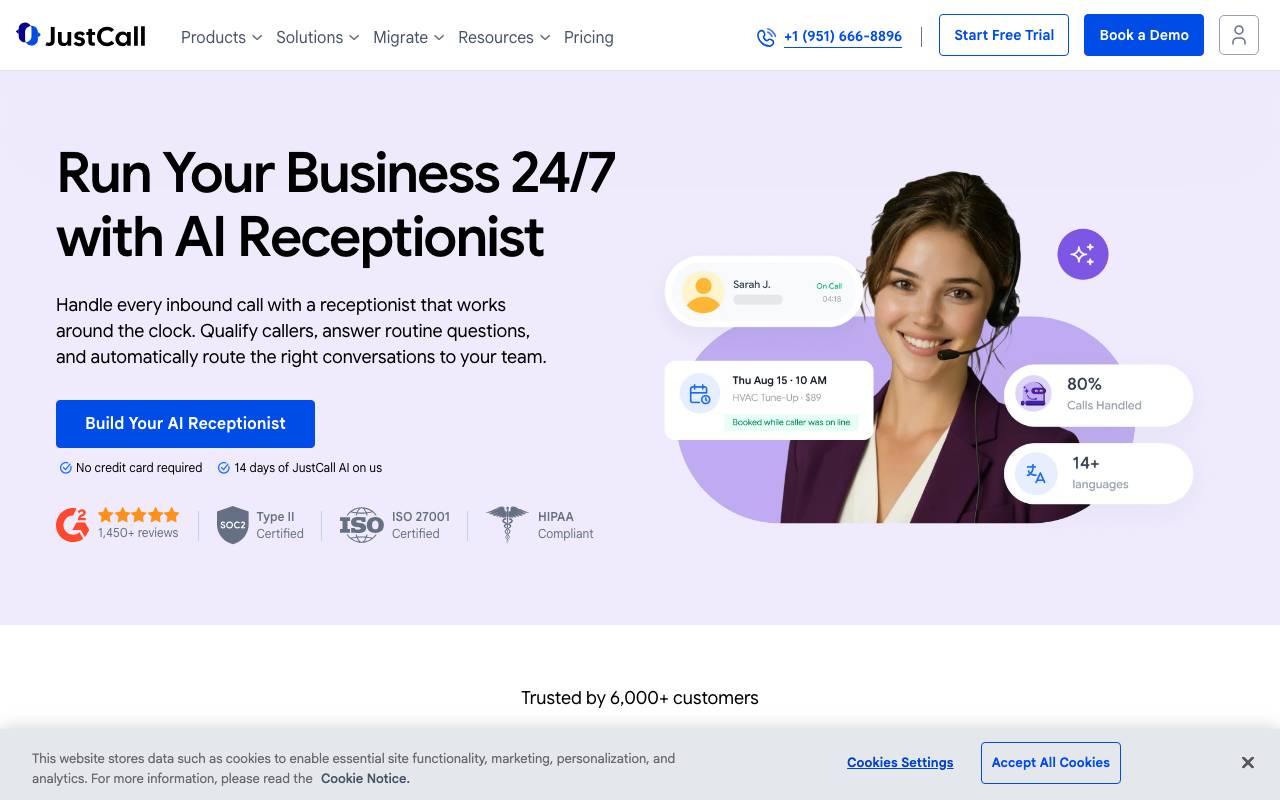 AI Receptionist website preview