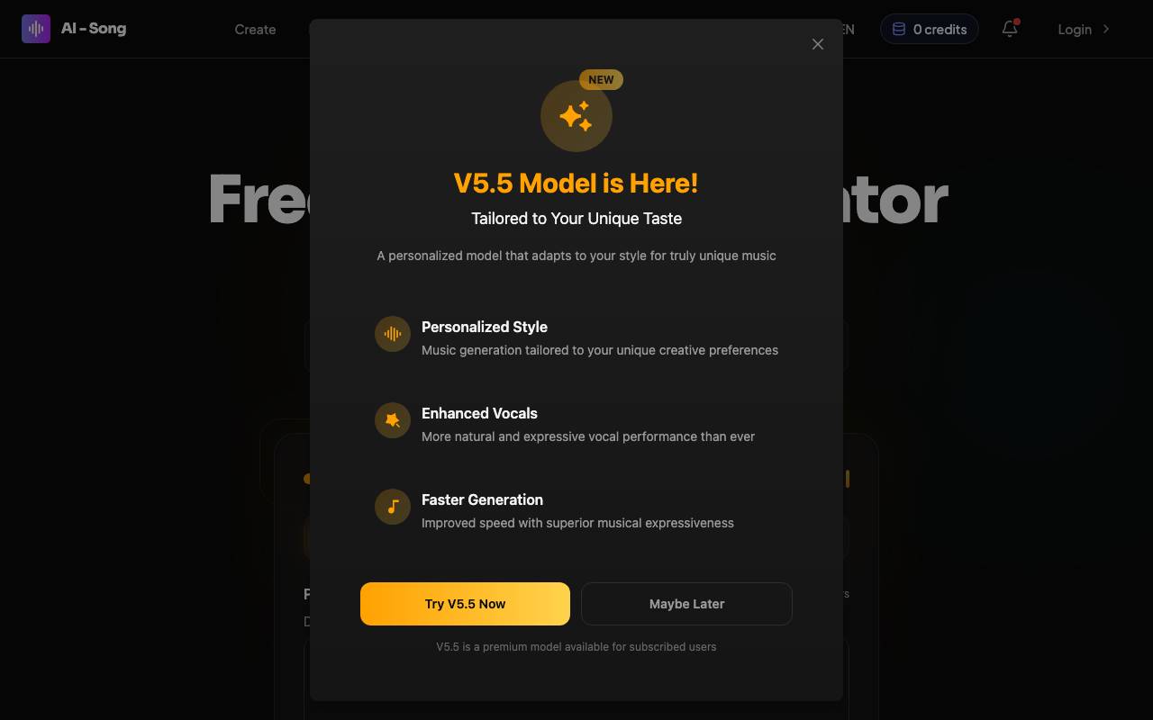 AI-Song - Free AI Song Generator website preview
