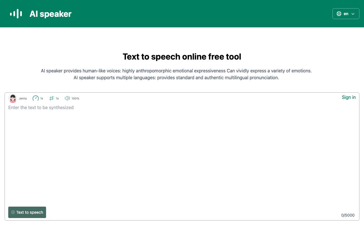 AI speaker website preview