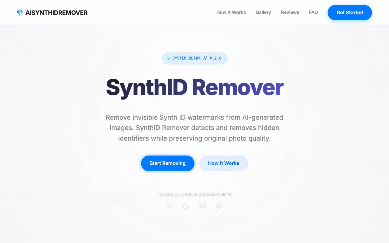 AI Synth ID Remover website preview