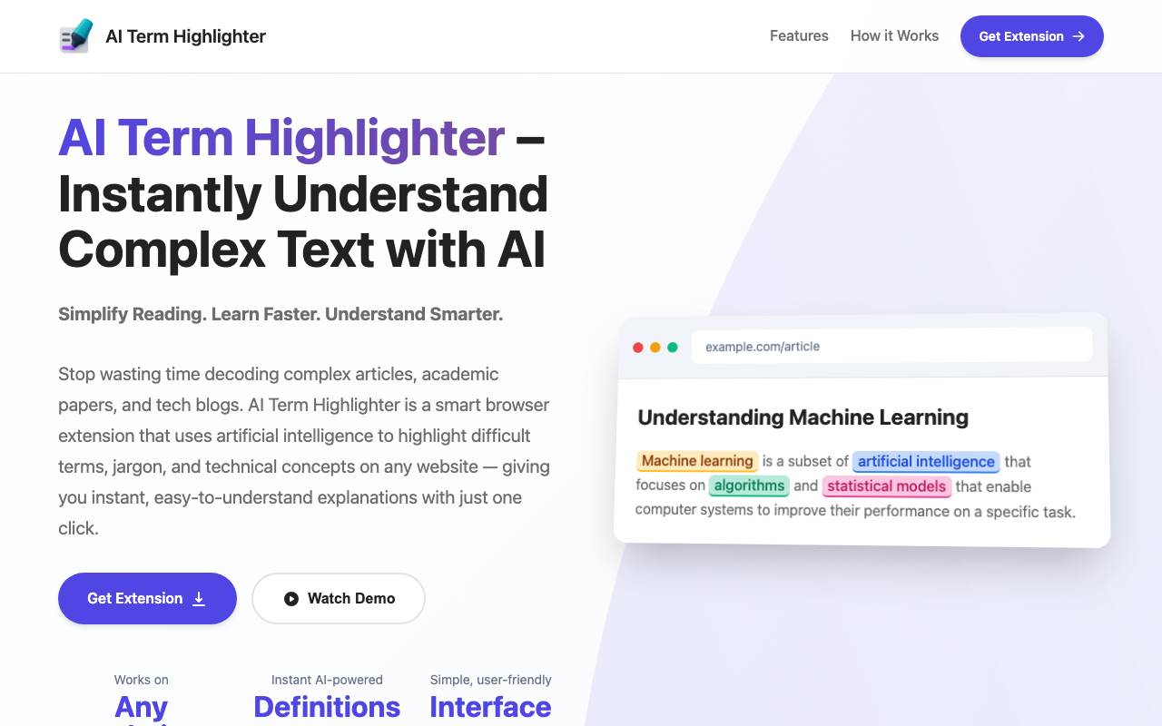 AI Term Highlighter website preview