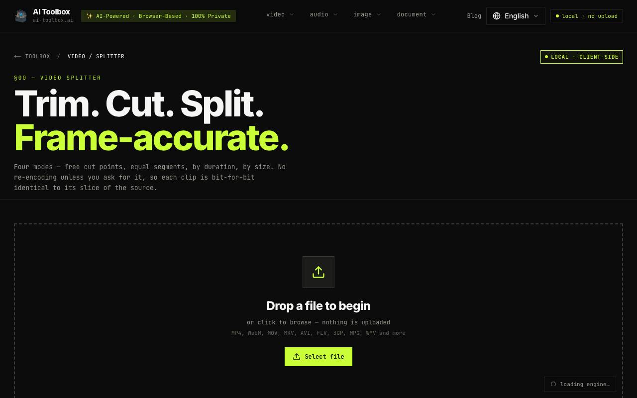 AI VIDEO SPLITTER website preview